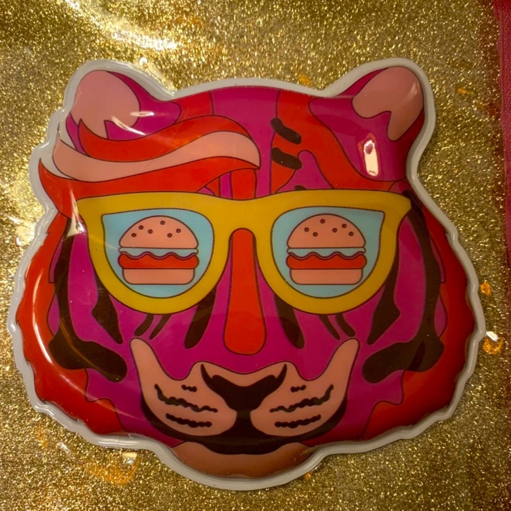 Yoobi Binder Pencil Zip Case Cartoon Glittery Tiger 9.75x7.5